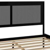 Martha Stewart Jax Queen Size Solid Wood Platform Bed w/Rattan Headboard and Footboard, No Box Spring Req'd, Blk MG-090022-Q-BK-MS